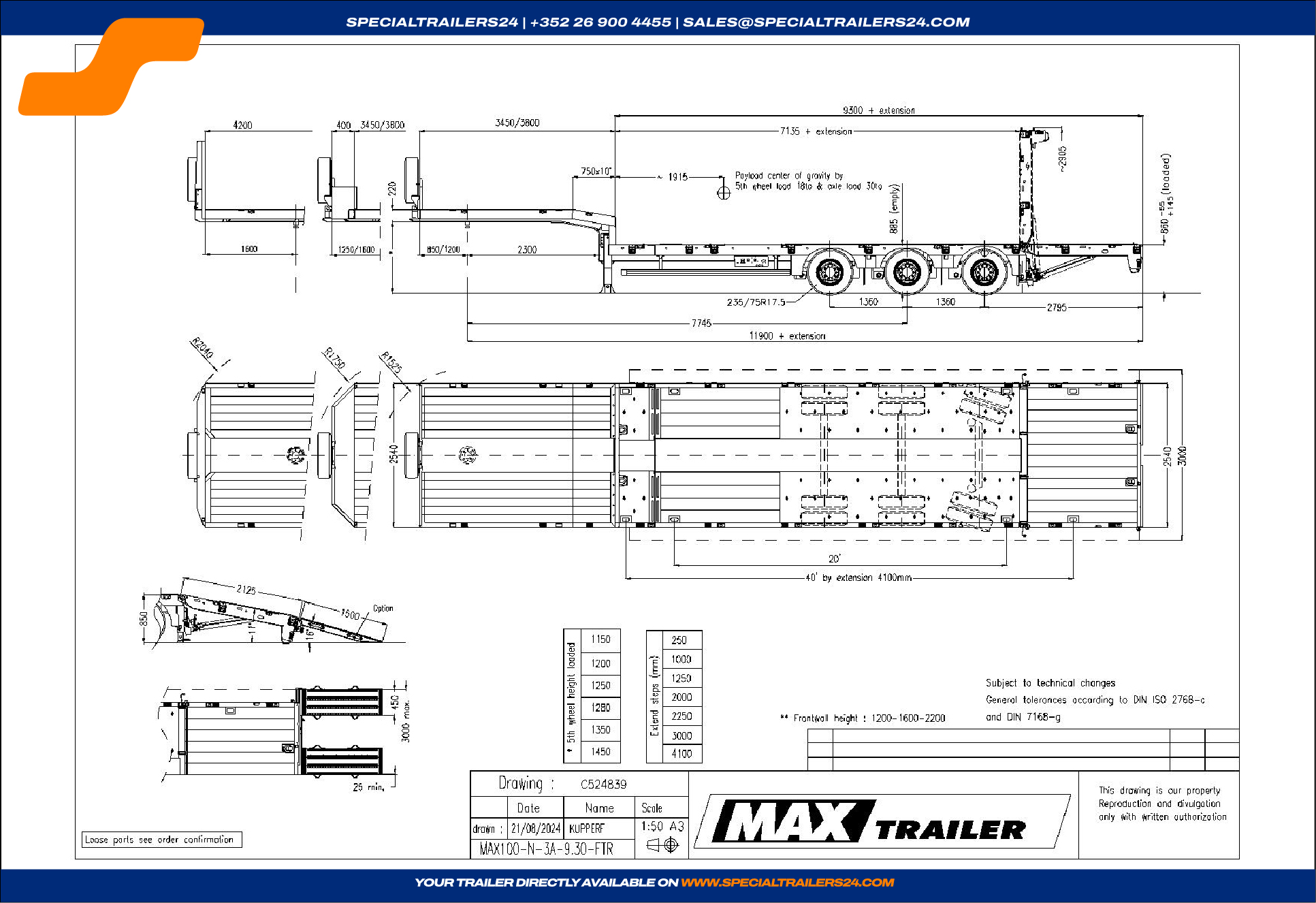 Low loader MAX Trailer MAX100 vehicle for sale